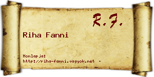 Riha Fanni névjegykártya